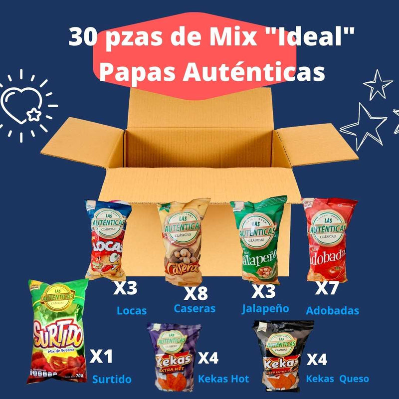 Caja de Mix " Ideal" Botanas Auténticas Clásicas con 30 pzas